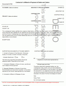 AIA G706A Contrctor's Affidavit of Release of Liens 1994