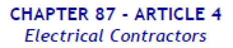 North Carolina Electrical Contractors Licensing Law Chapter 87- Article 4